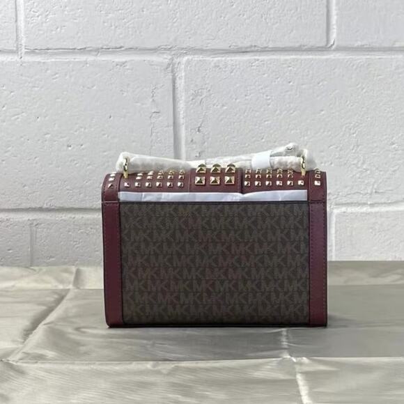 Michael Kors Rose 35F1GX0L2B Medium Flap Shldr Messenger Bag In Merlot - Picture 2 of 6